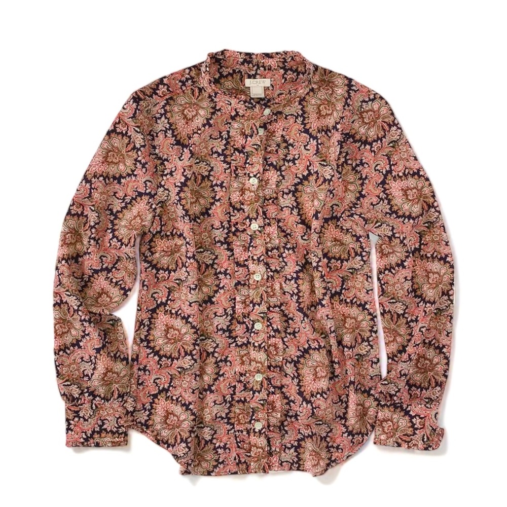 J. crew Light weight Paisley Ruffle Blouse